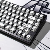 Cool Manga Black & White Graffiti Keycap Set for Mechanical Keyboard, Artisan Keycap, Drawing-Style, Cherry Profile, ISO, PBT DyeSub, 141pcs